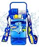 Bunie Dinosaur Theme Water Bottle with Dual Cap, Straw, Strap & Carry Handle - Blue