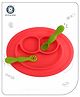 Aditi Toys Oval Baby Food Tray, Silicon Food Plate with Multiple Compartments & Two Spoons, Silicone Plate for Feeding Baby, Easy to Clean Silicon Plate Microwave & Dishwasher Safe. (Dark Pink)
