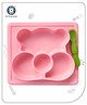 Aditi Toys Square Baby Food Tray, Silicon Food Plate with Multiple Compartments & Two Spoons, Silicone Plate for Feeding Baby, Easy to Clean Silicon Plate Microwave & Dishwasher Safe. (Lihgt Pink)