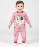 Babyhug Disney Single Jersey Knit Full Sleeves Night Suit with Stripes & 101 Dalmatian Graphics- Red & White