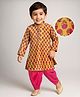 Babyhug Cotton Woven Cambric Full Sleeves Floral Printed Dhoti Kurta Set - Yellow
