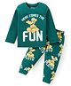 Babyhug Disney Single Jersey Knit  Full Sleeves Night Suit with With Pluto Graphics- Dark Green