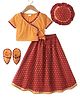 Babyhug Woven Half Sleeves Brocade Jamna Set with Pair of Booties &  Paghdi - Mustard