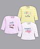 Nottie Planet Pack of 3 Cotton Jersey Full Sleeves Smile & Be Happy & Daddy Youre My Sweetheart Text Printed Tees - White Violet & Yellow
