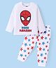 Babyhug Marvel Single Jersey Knit Full Sleeves Night Suit With Spider Man Graphics - White
