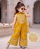 Babyhug Woven Sleeveless Sequined Embroidered Top & Palazzo Set with Dupatta - Mustard