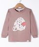Teddy Sinker Knit Full Sleeves T-Shirts with Text Print - Rose Gold