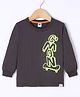 Teddy Sinker Knit Full Sleeves T-Shirt with Text Print - Charcoal Grey