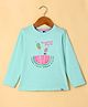 Teddy Sinker Knit Full Sleeves T-shirt with Text Print - Sea Green