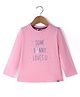 Teddy Sinker Knit Full Sleeves T-Shirt Text Print - Pink