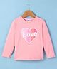 Teddy Sinker Knit Full Sleeves T-Shirt with Text Print - Pink