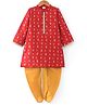Babyhug Woven Full Sleeves Foil Printed Kurta Dhoti Set - Red