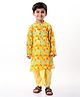 Babyhug Cotton Woven Cambric Lurex Full Sleeves Printed Kurta Dhoti Set - Yellow