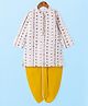 Babyhug Woven Full Sleeves Kurta Dhoti Set With Embroidery & Sequin Design - Yellow & White