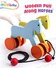 Intellibaby Wooden Pull Along Horses Toy for Toddlers | 1 Pair | Best for Early Walking Stage | Builds Fine Motor Skills, Balance & Coordination | Paediatrician Approved | BIS Certified | For Gifting