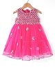 Babyhug Woven Sleeveless Sequin Net Embroidered Ethnic Dress - Pink