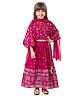 Babyhug Woven Three Fourth Sleeves Floral Foil Printed Bluson Choli Lehenga Set with Dupatta & Tassle Detailing - Hot Pink