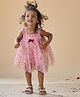 KIDSDEW Sleeveless Floral Printed Flared Dress - Red