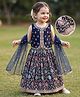 Babyhug Woven Sleeveless  Georgett Sequinned Embroidered Lehenga Choli & Dupatta Set-Navy Blue