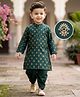 Babyhug Woven Full Sleeves Kurta Dhoti Set With Floral Foil Print - Dark Green