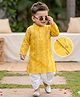 Babyhug Woven Full Sleeves Lurex Embroidered Kurta Dhoti Set - Yellow