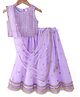 Babyhug Woven Sleeveless Sequined Embroidered Choli Lehenga Set with Net Dupatta & Lace Detailing - Lilac