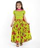 Babyhug  Woven Half Sleeves Choli Lehenga Set & Dupatta with Sequin Floral Print & Lace Detailing - Limegreen