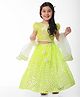 Babyhug Woven Short Puffed Sleeves Net Sequinned Embroidered  Choli Lehenga & Dupatta Set- Lime Green