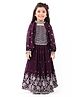 Babyhug Crepe Silk Pleated Sequinned Embroidered Choli & Lehenga Set with Detachable Full Sleeves - Wine