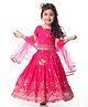 Babyhug Woven Short Sleeves Sequin Embroidered Choli With Lehenga & Dupatta Set Tassle Detailing - Dark Pink