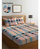 Klotthe Multi Striped 300 TC Cotton Blend Fitted Double Bedsheet with 2 Pillow Covers