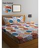 Klotthe Multi Cartoon Characters 300 TC Cotton Blend Fitted Double Bedsheet with 2 Pillow Covers
