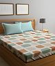 Klotthe Multicolor Geometric 300 TC Cotton Blend Fitted Double Bedsheet with 2 Pillow Covers