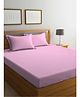 Klotthe Light Pink Striped 300 TC Cotton Blend Fitted Double Bedsheet with 2 Pillow Covers