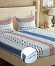 Klotthe Multicolor Striped 300 TC Cotton Blend Fitted Double Bedsheet with 2 Pillow Covers