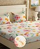 Klotthe Cream Floral 300 TC Cotton Blend Fitted Double Bedsheet with 2 Pillow Covers