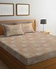 Klotthe Beige Floral 400 TC Pure Cotton Fitted Double Bedsheet with 2 Pillow Covers