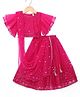 Babyhug Woven Flutter Sleeves Sequin Embroidered Choli Lehenga & Dupatta Set with Tassle Detailing - Fuschia