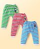 Babyhug Disney Interlock Knit Full Length Diaper Leggings with Donald Duck Graphics Pack of 3 - Blue Red & Green