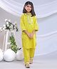 misbis Cotton Three Fourth Sleeves Leheriya Printed & Lace Embellished Kurta and Pyjama Set - Yellow