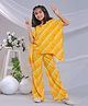 misbis Half Sleeves Leheriya Printed Coordinating Kaftan & Palazzo Set - Yellow