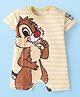 Babyhug Disney Interlock Knit Half Sleeves Rompers with Chip N Dale Graphics - Yellow & Brown
