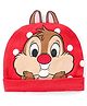 Babyhug Disney Interlock Knit Cap with Chip N Dale Applique & 3D Ear Detailing  - Red