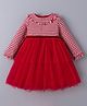 Kookie Kids Full Sleeves Layered Party Frock With Checks Design - Red