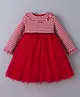 Kookie Kids Full Sleeves Layered Party Frock With Checks Design - Red