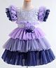 Enfance Half Sleeves Abstract Printed Layered Dress - Lavender