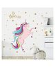 Jaamso Royals Pink Unicorn With Colorful Horse Hair Wall Sticker