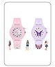 Spiky 3D Cartoon Rabbit & Butterfly Analog Watches - Pink & Purple