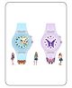 Spiky 3D Cartoon Monkey & Butterfly Analog Watches - Blue & Purple