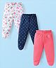 Babyhug Interlock Knit Footed Leggings with Polka Dots & Floral Print Pack of 3 - Navy Blue